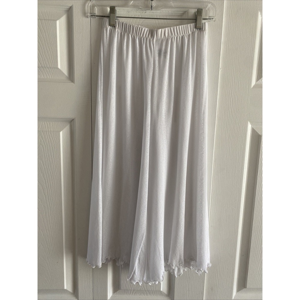Rapz Wide Leg Gaucho Pants Womens Size S White Lettuce Trim Beach Resort Coastal